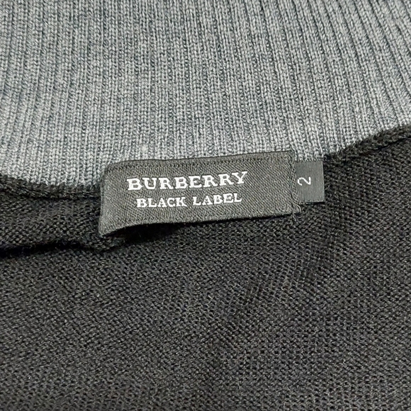 Burberry Black Label - Black Argyle Zip-up Sweater - Picture 6 of 7
